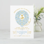 Invitation Elégante Faux Foil Lacy Balloon 5e anniversaire (Debout devant)