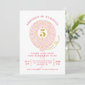Invitation Elégante Faux Foil Lacy Balloon 5e anniversaire (Debout devant)