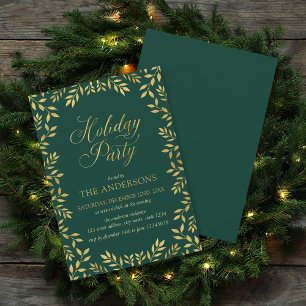 Invitation Elégante Faux Gold Feuilles