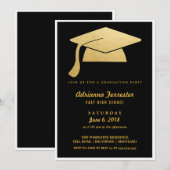 Invitation Élégante Faux Gold Foil Grad Casquette Graduation  (Devant / Derrière)