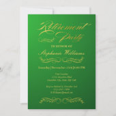 Invitation Élégante femme à la retraite Vert et or (Devant)
