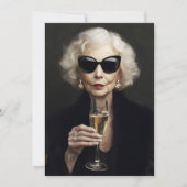 Invitation Élégante femme âgée avec Champagne (Devant)