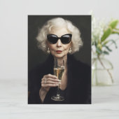 Invitation Élégante femme âgée avec Champagne (Debout devant)