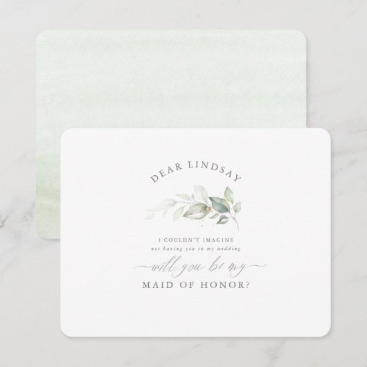 Invitation Élégante femme de chambre d'honneur de verdure Pro (Devant / Derrière)