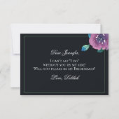 Invitation Élégante femme de chambre florale bleu violet à cr (Dos)