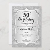Invitation Elégante Femme Silver Photo 50e anniversaire (Devant)