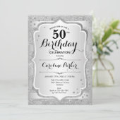 Invitation Elégante Femme Silver Photo 50e anniversaire (Debout devant)
