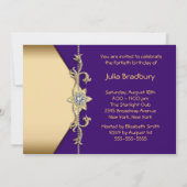Invitation Élégante femme violette et or 40e anniversaire (Dos)