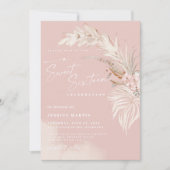 Invitation Élégante Fête Boho Pampas Rose 16 Ans (Devant)