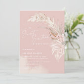 Invitation Élégante Fête Boho Pampas Rose 16 Ans (Debout devant)
