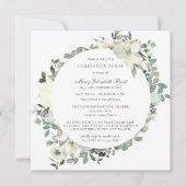 Invitation Élégante fête botanique de la vie Florale blanche (Devant)