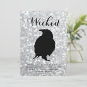 Invitation Élégante fête costumée d'Halloween - Raven Sparkle (Debout devant)