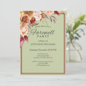 Invitation Élégante fête d'adieu Pastel Green Automne Flower (Debout devant)