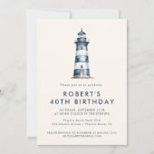 Invitation Élégante Fête d'anniversaire adulte du phare côtie (Devant)