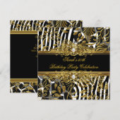 Invitation Élégante fête d'anniversaire Animal Black Gold Dam (Devant / Derrière)