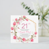 Invitation Elégante fête d'anniversaire aquarelle magnolia f (Debout devant)