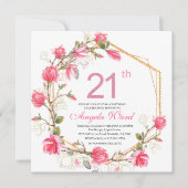 Invitation Elégante fête d'anniversaire aquarelle magnolia f (Devant)