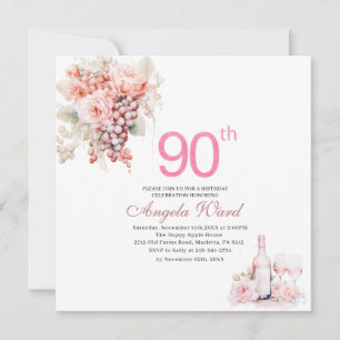 Invitation Elégante fête d'anniversaire aquarelle rose flore