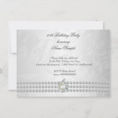 Invitation Elégante fête d'anniversaire argent blanc Diamant  (Dos)