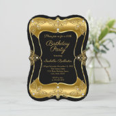 Invitation Élégante fête d'anniversaire Black Gold Elite Diam (Debout devant)