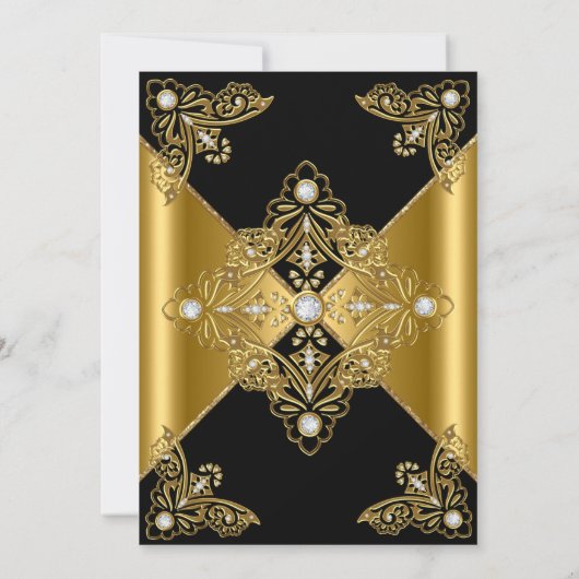 Invitation Élégante fête d'anniversaire Black Gold Elite Diam (Dos)