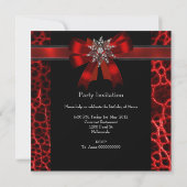 Invitation Élégante fête d'anniversaire Black Red Bow Jewel (Dos)