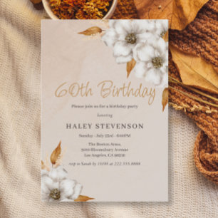 Invitation Élégante Fête d'Anniversaire Bohème Chic Florale d