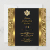 Invitation Elégante fête d'anniversaire Damask Gold Diamond N (Devant)
