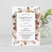 Invitation Élégante fête d'anniversaire de automne florale (Debout devant)