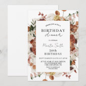 Invitation Élégante fête d'anniversaire de automne florale (Devant / Derrière)