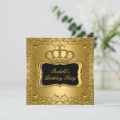Invitation Élégante fête d'anniversaire de la Couronne d'or n (Debout devant)