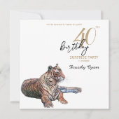 Invitation Elégante fête d'anniversaire de la florale de tigr (Devant)