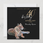 Invitation Elégante fête d'anniversaire de la florale de tigr (Devant)