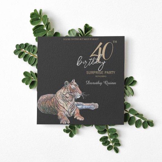 Invitation Elégante fête d'anniversaire de la florale de tigr