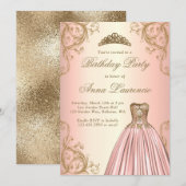 Invitation Elégante fête d'anniversaire de la Rose décorative (Devant / Derrière)