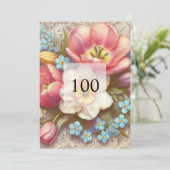 Invitation Elégante fête d'anniversaire de l'aquarelle fleuri (Debout devant)