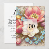 Invitation Elégante fête d'anniversaire de l'aquarelle fleuri (Devant / Derrière)