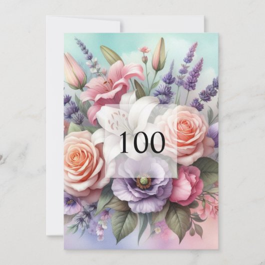 Invitation Elégante fête d'anniversaire de l'aquarelle fleuri (Devant)