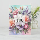 Invitation Elégante fête d'anniversaire de l'aquarelle fleuri (Debout devant)