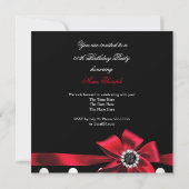 Invitation Élégante fête d'anniversaire de Pois noirs rouges (Dos)