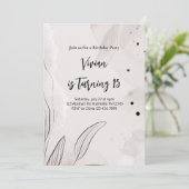 Invitation Élégante fête d'anniversaire des Feuilles Abstrait (Debout devant)