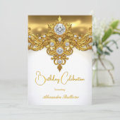 Invitation Élégante fête d'anniversaire Diamants d'or blanc (Debout devant)