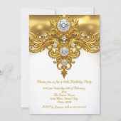 Invitation Élégante fête d'anniversaire Diamants d'or blanc (Dos)
