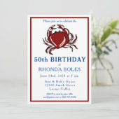 Invitation Élégante fête d'anniversaire du Crabe rouge modern (Debout devant)