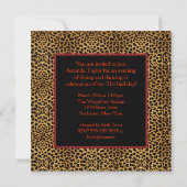 Invitation Élégante fête d'anniversaire du léopard rouge (Dos)