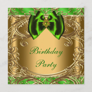 Invitation Élégante fête d'anniversaire Emerald Green et Gold