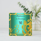 Invitation Élégante fête d'anniversaire féminine Turquoise ve (Debout devant)