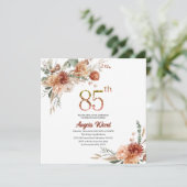 Invitation Elégante fête d'anniversaire floral terre cuite gl (Debout devant)