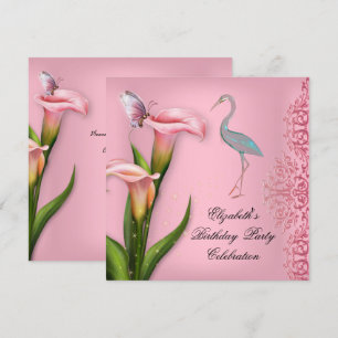 Invitation Élégante Fête d'anniversaire florale au lys calla