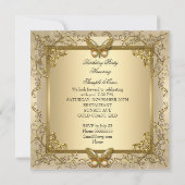Invitation Elégante fête d'anniversaire Gold Beige Butterfly (Dos)